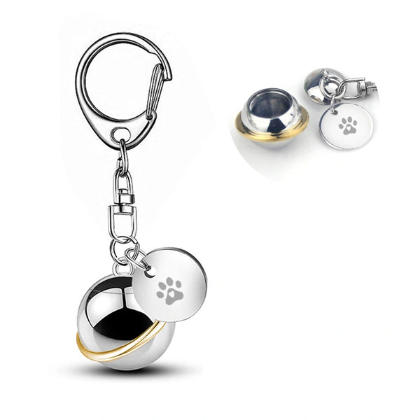 Sphere-Shaped Pet Urn Keychain – Stainless Steel Cremation Pendant – Holds Fur or Ashes